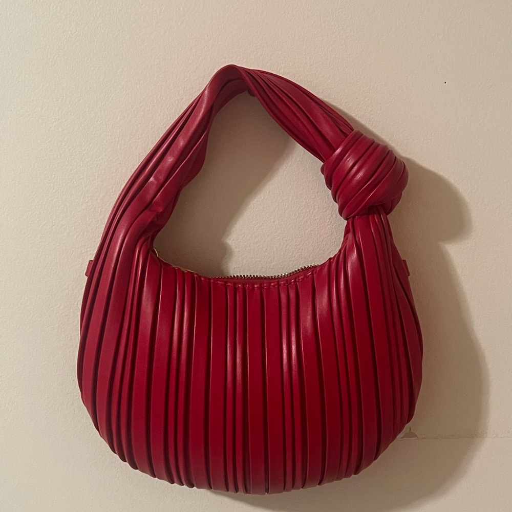 Red Pleated Women's Bag